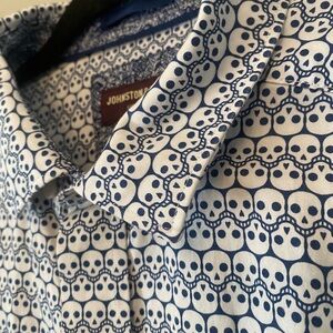 Johnston & Murphy Blue Skull Pattern Men's Shirt